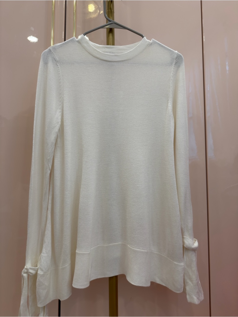 a new day Cream Tie-Cuff Lightweight Long-Sleeve Top